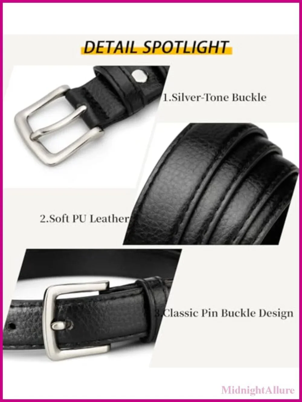 Women's Faux Leather Waist Belt with Alloy Buckle for Jeans Dress